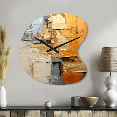 Horloge murale asymétrique en métal doré à motif géométrique doré à motif géométrique abstrait XV