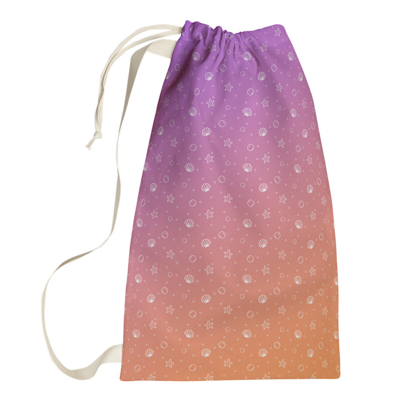 Leffel Fabric Laundry Bag with Handles, Small ( 64" H x 20" W x 1.5" D), Purple/Orange