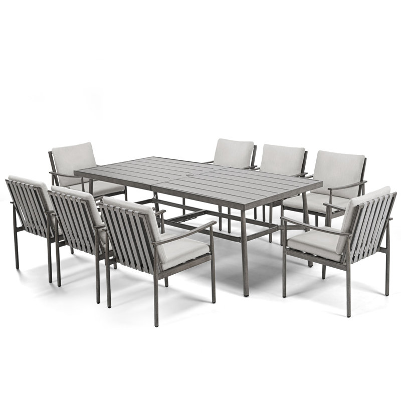Ensemble repas extérieur pour 9 personnes Mariène, Gris, Beige