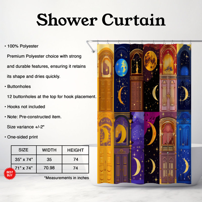 Astral - Rideau de douche Premium, H 74 po x l 71 po