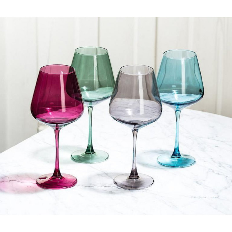 Stemmed Red Wine Glass, Blue