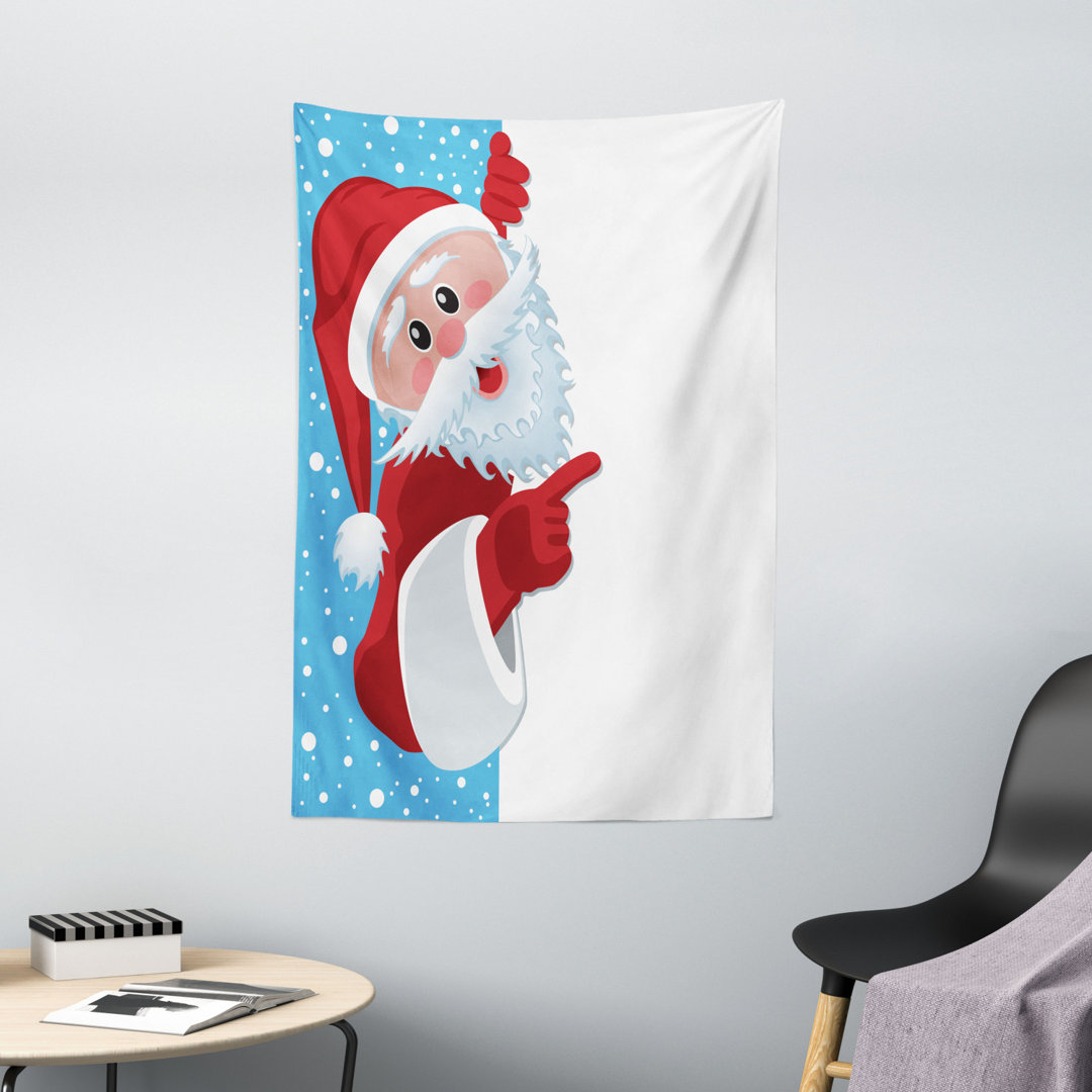 Wandbehang Weihnachtsmann Glücklich Illustration Winter Schnee Saison Elemente