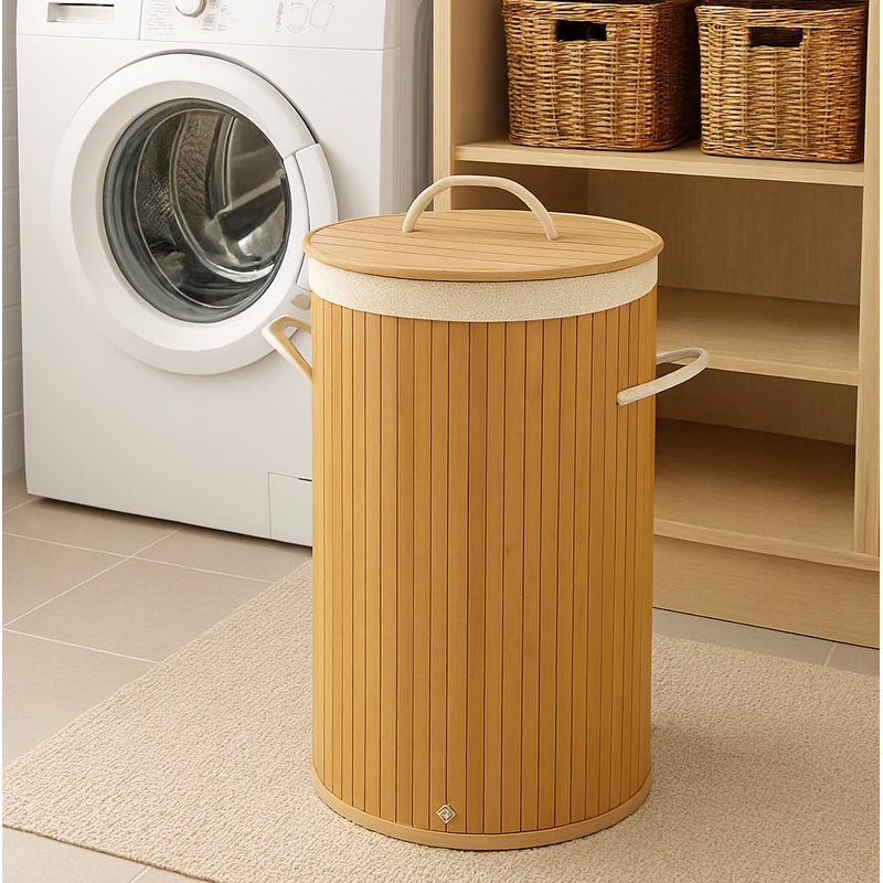 Panier à linge pliable en bambou naturel