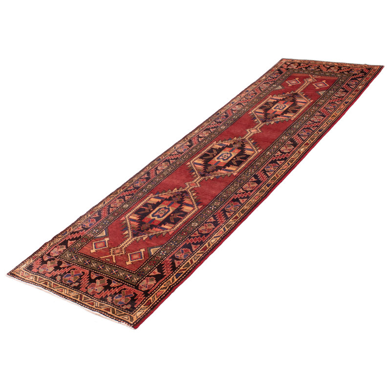 Tapis de couloir unique en laine noué à la main 3 pi 9 po x 13 pi 3 po Jesse-James