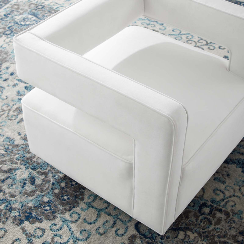 Booth Performance Velvet Swivel Armchair, White