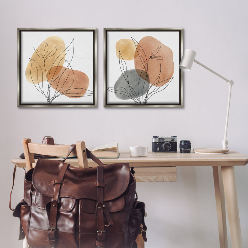 «Simple Neutral Southwestern Botanicals», ensemble de 2 toiles flottantes encadrées par Carol Robinson, H 25 po x l 25 po