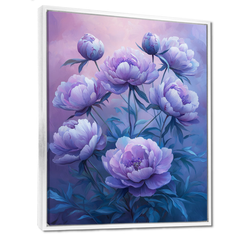 Pivoines mauves pétales d'élégance I - décorations murales pivoines, H 20 po x l 12 po, Reproduction avec cadre flottant