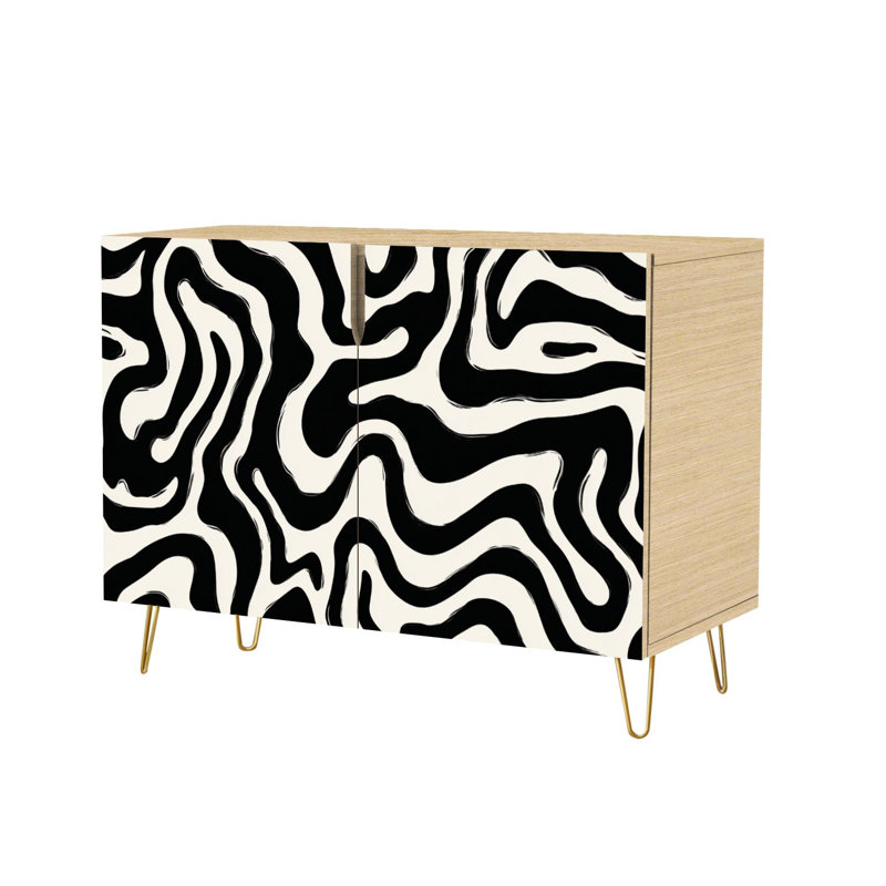 Buffet avec rangement zébré avec 2 portes pour le salon et la cuisine