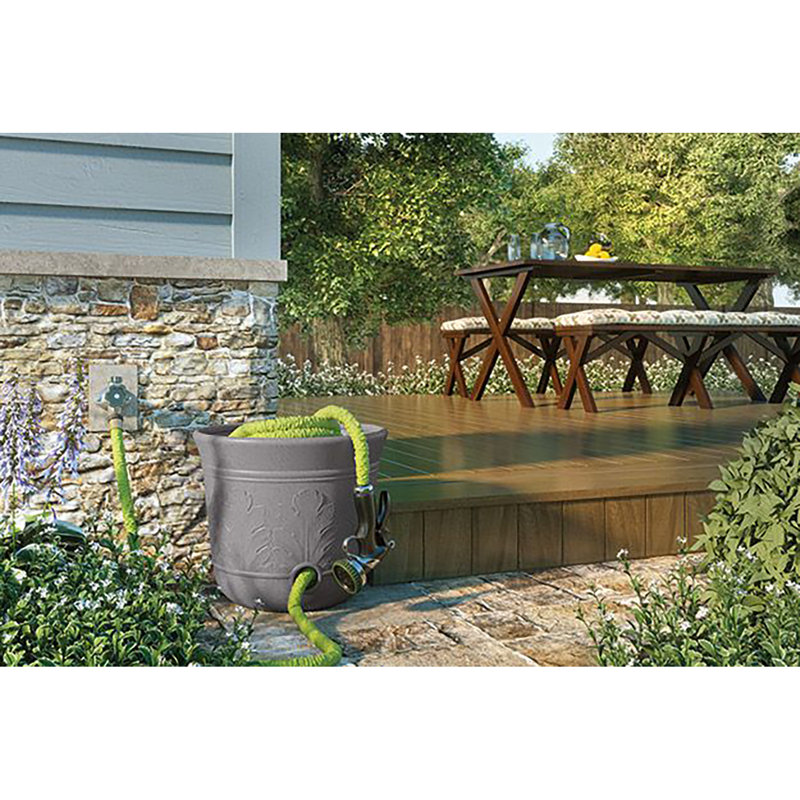 Suncast 300 ft. Free Standing Hose Pot in Gray