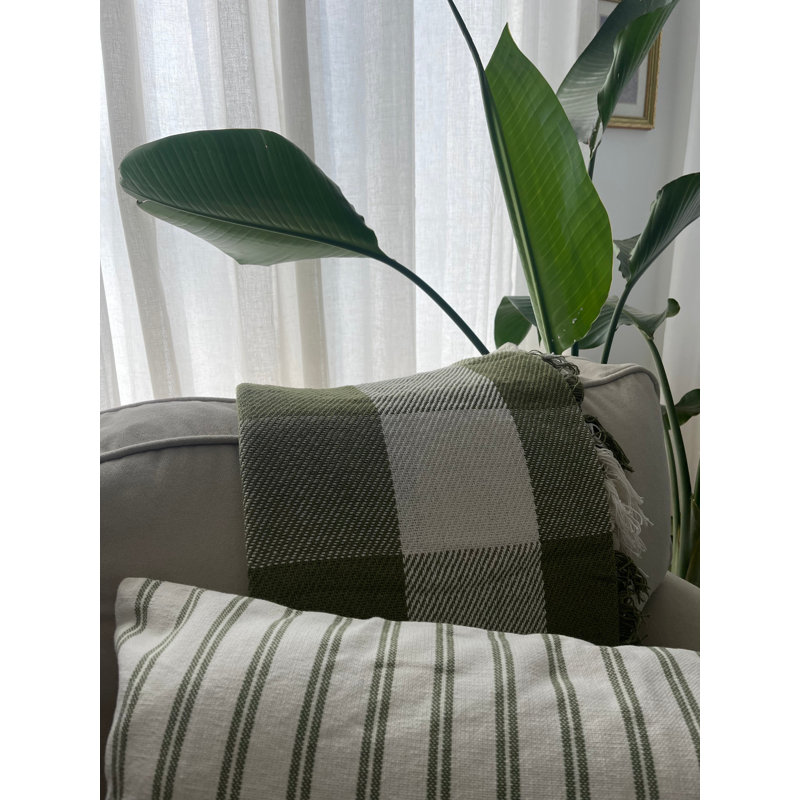 Sage Stripe Cotton Lumbar Pillow Cover for Daybed