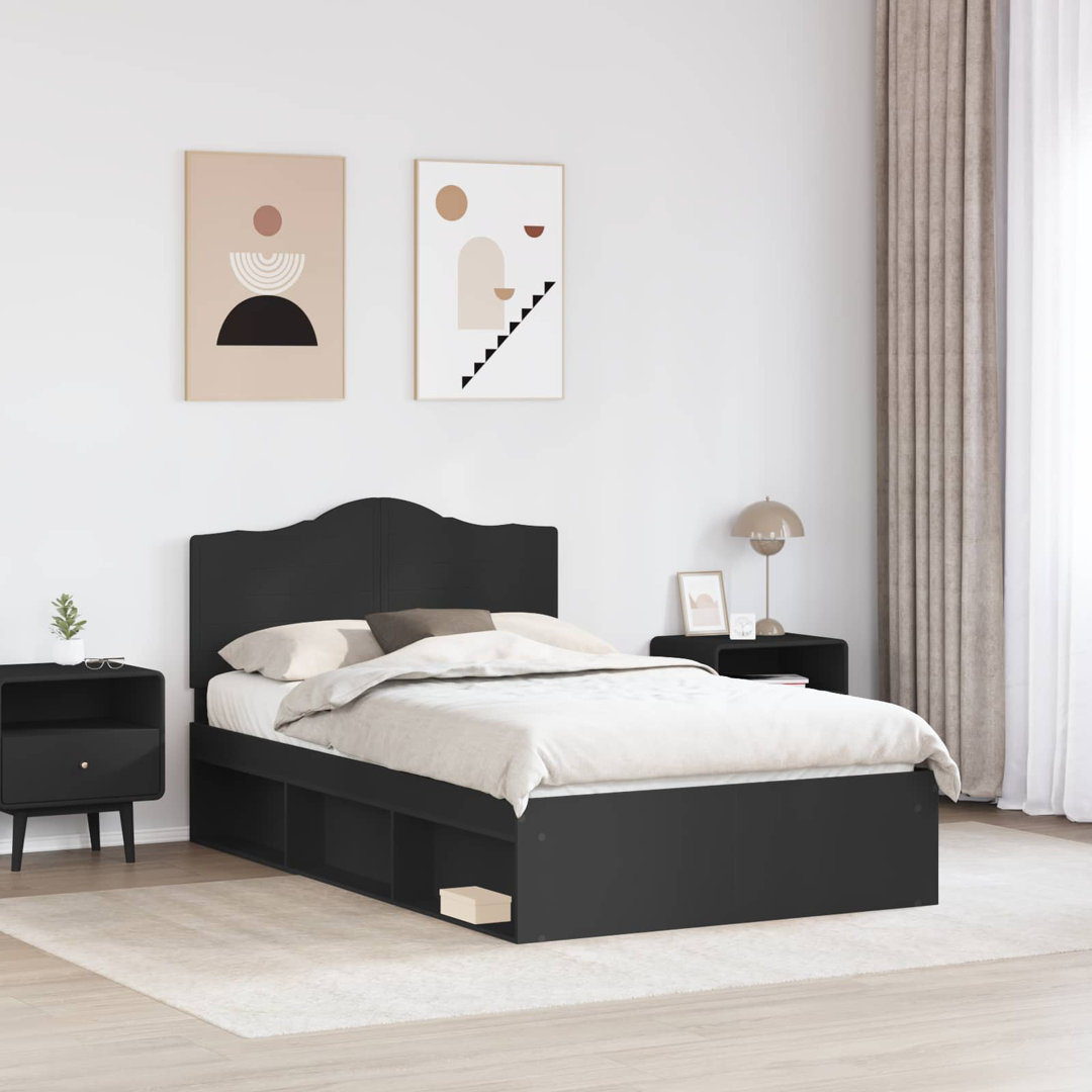 Bed Frame Smoked Oak 150 X 200 Cm Solid Pine Wood