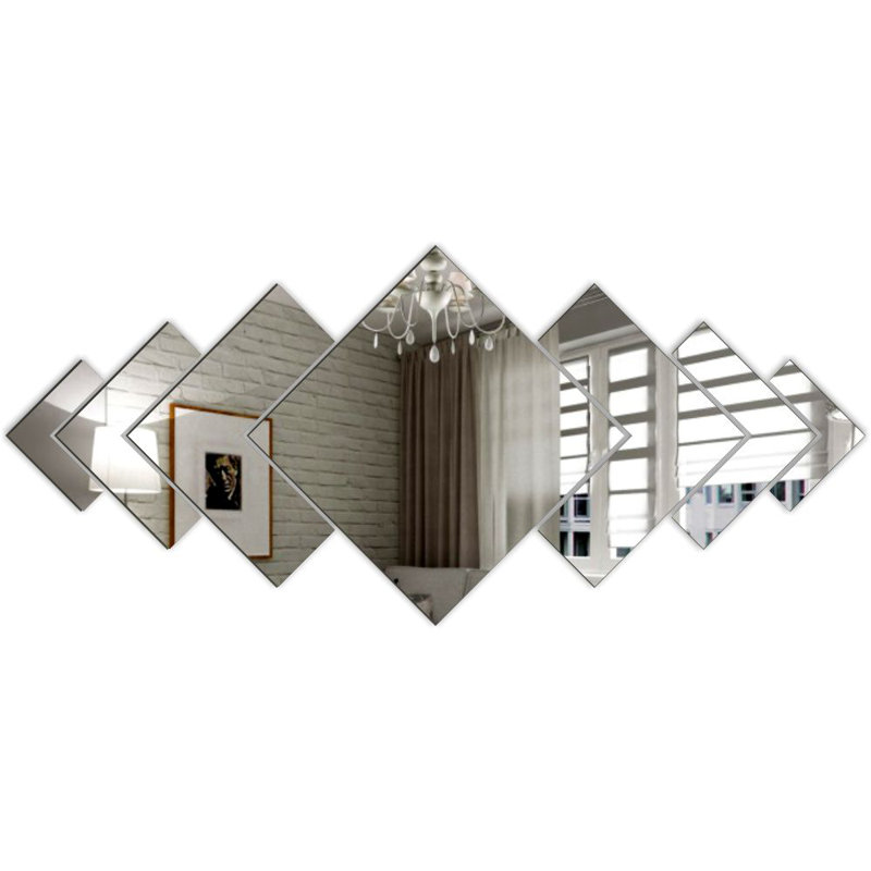Jazmyne Diamond Wall Mirror, 40cm H x 91cm W, Silver