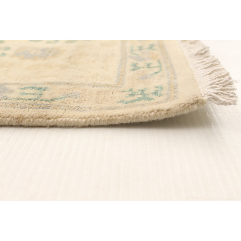 Tapis unique en laine noué à la main 4 pi 7 po x 5 pi nouvel âge Lahore Finest Beige Cartisha