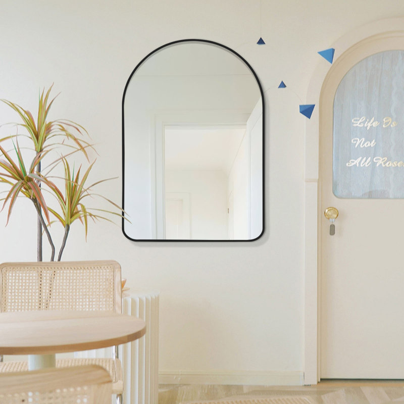 Alessandrina Metal Flat Wall Mirror, Black