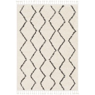 Mossy Moroccan Charcoal/Light Beige Area Rug