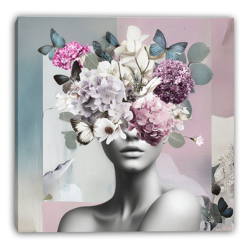 Portrait de jardin rose sur toile tendue, 20 po L x 20 po H x 1,5 po P