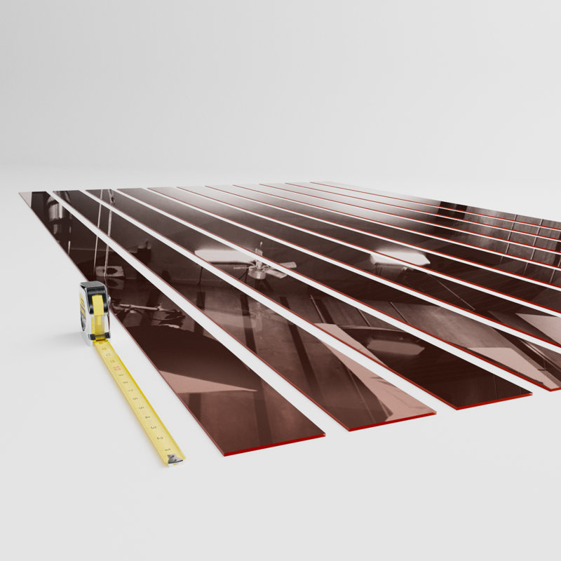 Adjustable Acrylic Slat Wall Panel Kit w/ 4"W Slats, 94" H x 44" W, Rose Gold Mirror
