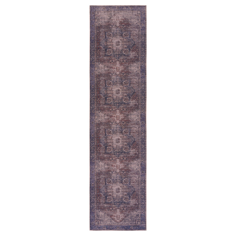 Burgundy Washable Rug Runner Rug, Rectangle 10' x 2'6"