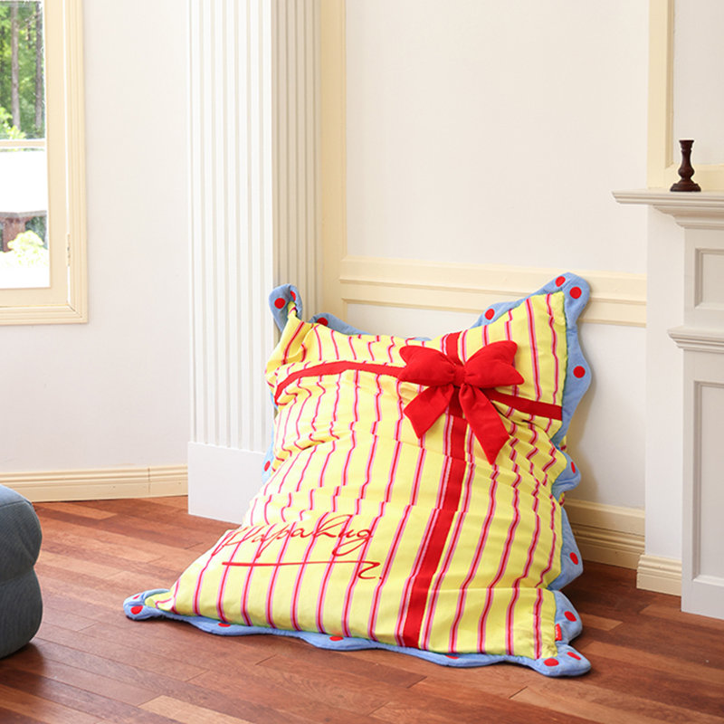 Cute Lazy Bean Bag Sofa, Yellow Velvet