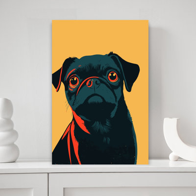 «Curious Pug Gaze», art mural moderne