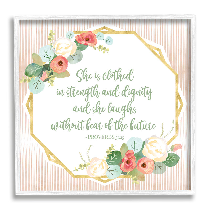 Motif floral de verset biblique encadré par Giclée par Sally Ball Sharp, H 24 po x l 24 po x P 1,5 po