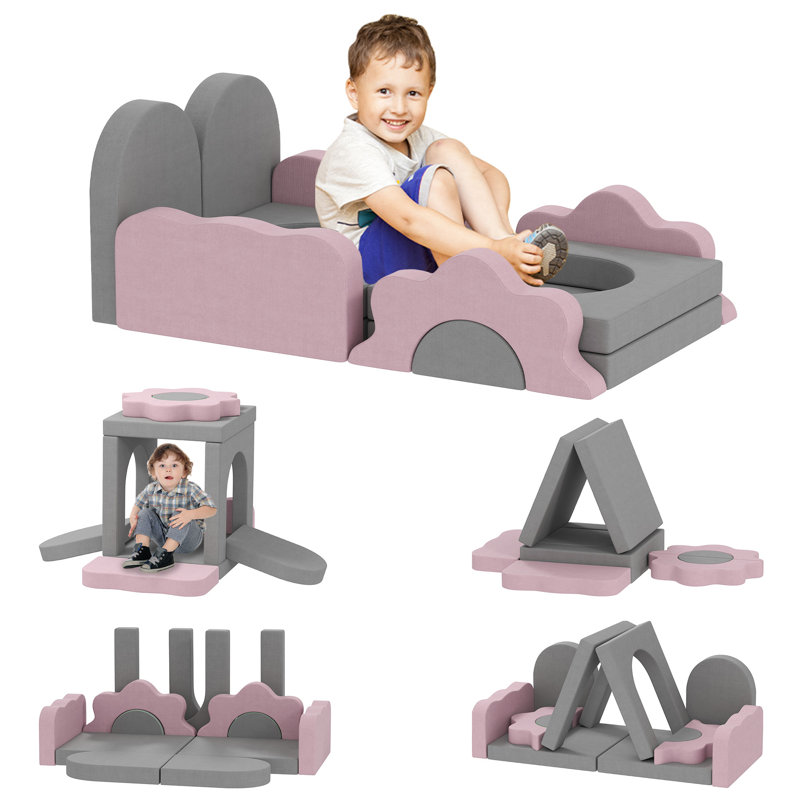 12 pièces de jouets d'escalade pour tout-petits, blocs d'escalade en mousse, , Gris