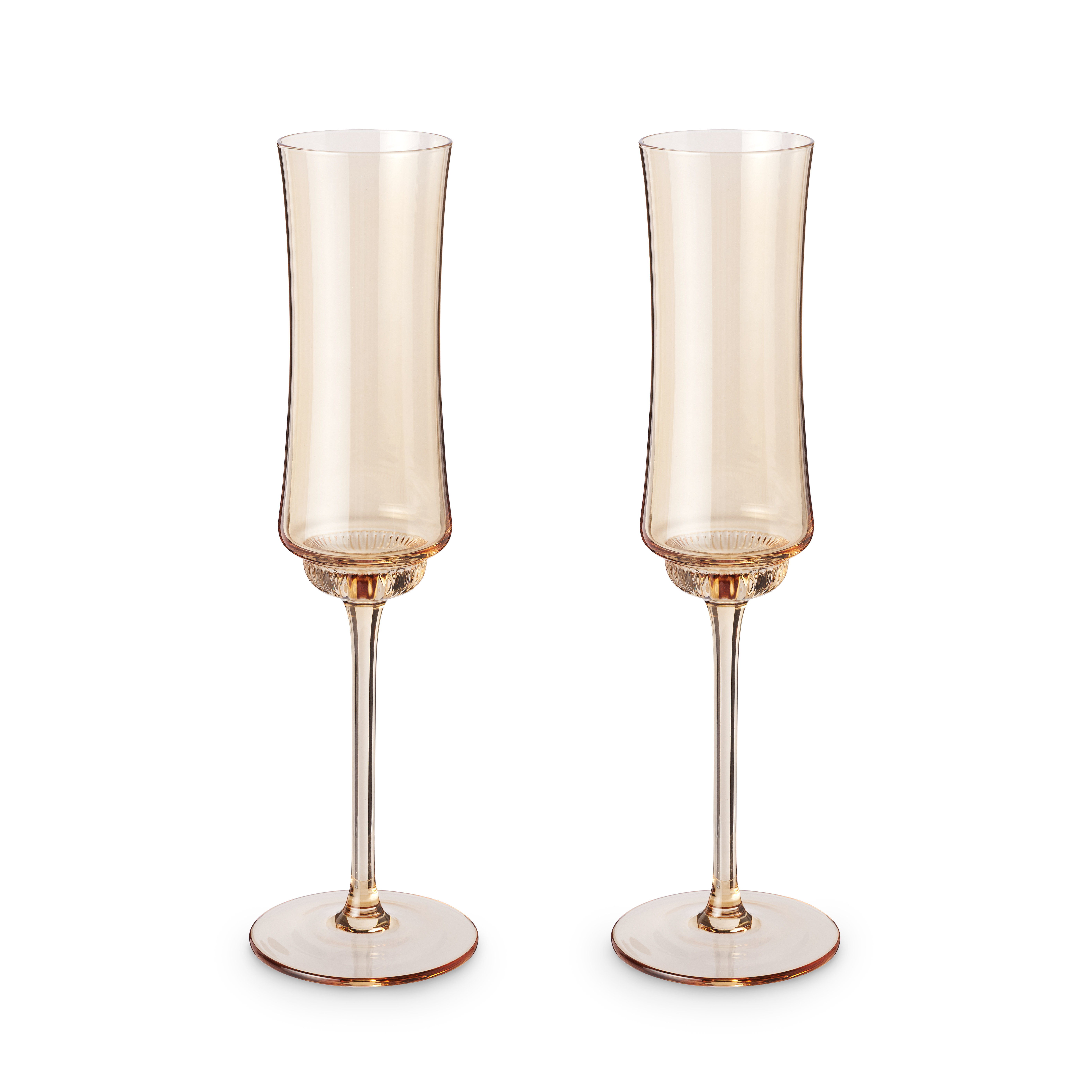 JoyJolt Windsor 4.3 oz. Gold Rim Crystal Champagne Flute Glass Set