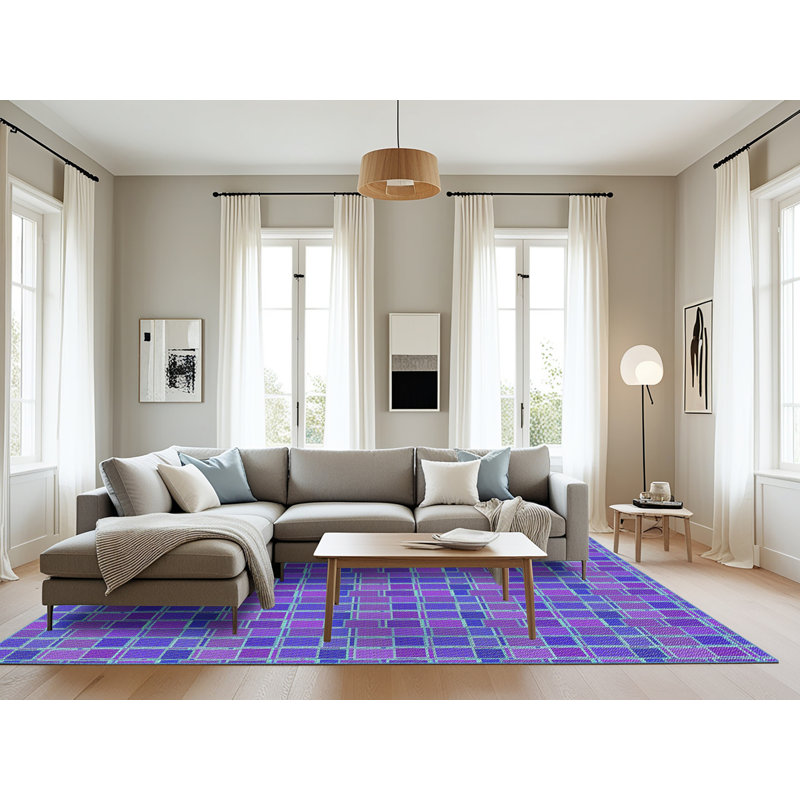 Tapis mauve / bleu Diezel, Rectangle 8 pi x 10 pi