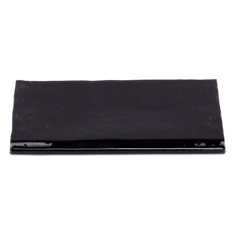 Barcelona 3" W x 6" L Polished Ceramic Subway Bullnose Wall Tile Trim, Black