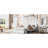 Metal Canopy Platform Bed Queen Size With Upholstered Headboard & 2 Unit , White And Two Storage Pockets,