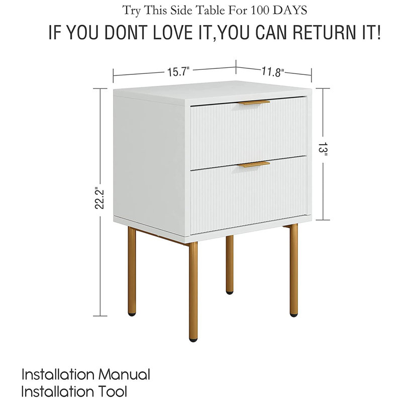 Ayca 40 cm W Bedside Table