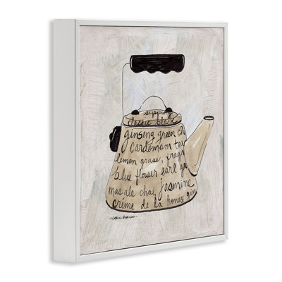 Coffee & Tea Kettle Phrases Framed Giclee Art, design by Carol Robinson