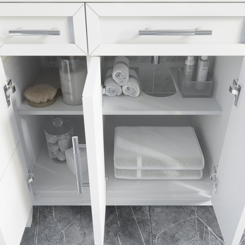 Tonora 42 in. W x 22 in. D Bath Vanity with Engineered Stone Top with Drawer Organizer, White