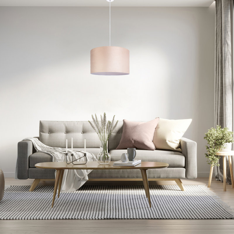 Ishmael 1 - Light Drum Pendant, Beige, White