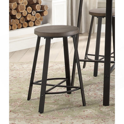 Ensemble de 2 tabourets à hauteur de comptoir avec finition en métal gris et mobilier de style industriel rustique