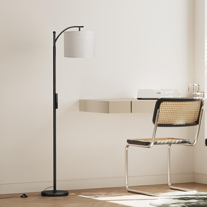 Latitude Run 61.5" Arc Floor Lamp with Remote Control, Black