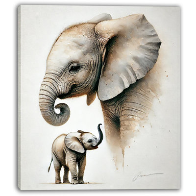 «Elephant Family Love», art mural sur toile