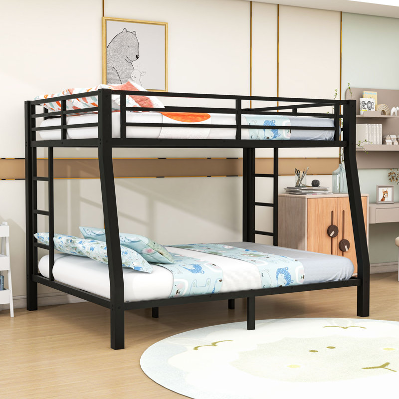 Full XL over Queen Metal Bunk Bed with Under Bed Storage