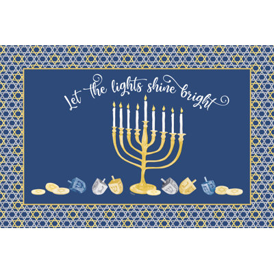 Lavelton " Hanukkah Nights Landscape VI on Blue " Watercolor Print