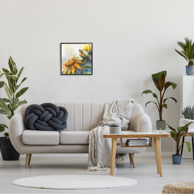«Stupell Industries Bird Singing Yellow Flowers», art mural sur toile par Joy Allen