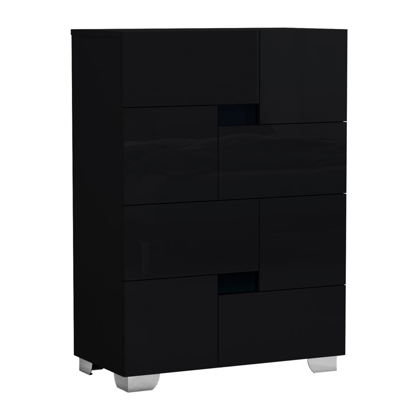 Solid Wood 31'' W 4 - Drawer Dresser, Black