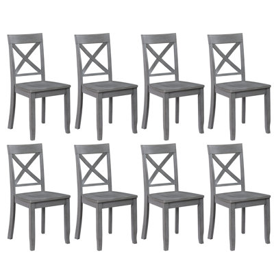 Bronxton 17" Wide Wooden Dining Chairs With Cross-Back Design