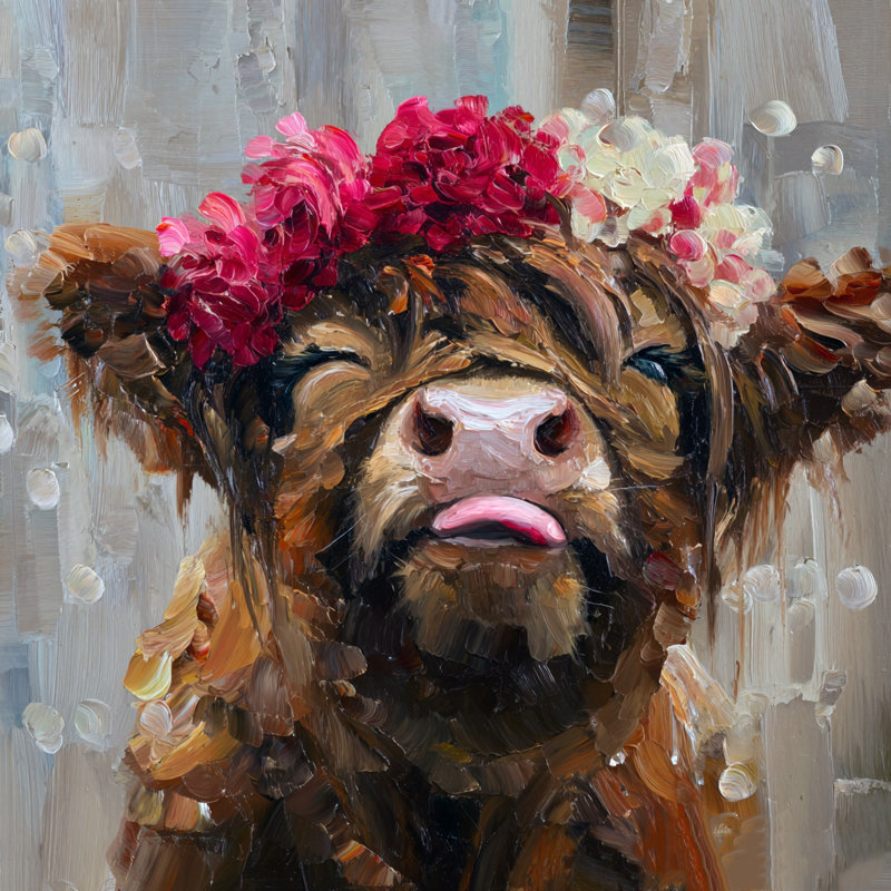 Art mural sur toile Highland Cow, L 20 po x H 20 po x P 1,5 po