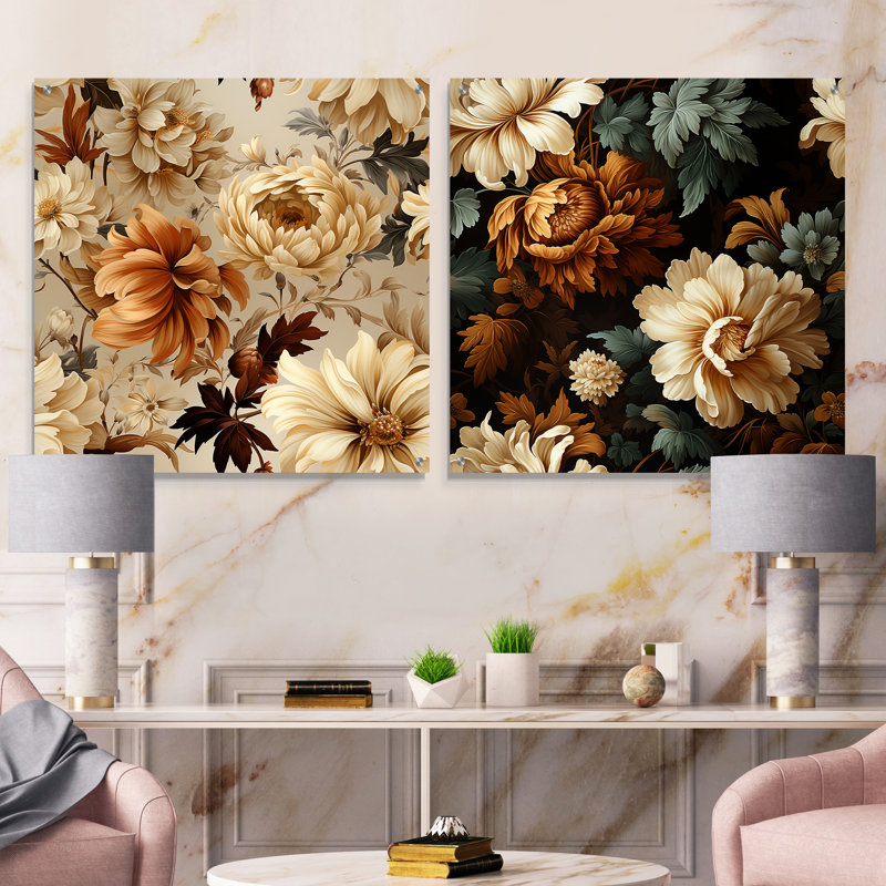 Pauletta - ensemble de 2 art mural en verre acrylique, H 16 po x l 33 po
