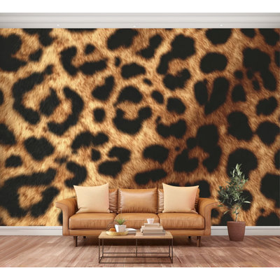 Papier peint mural autocollant à motif léopard et guépard, grand format, amovible, pour salon, chambre ou chambre d'enfant (100 po H x 144 po L).