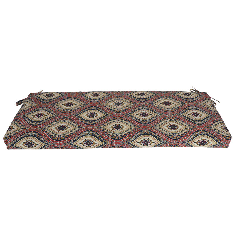 Coussin de banc d'extérieur, L 54 po x P 19 po, Rouge / brun clair / Jasmina Lakewood marocain