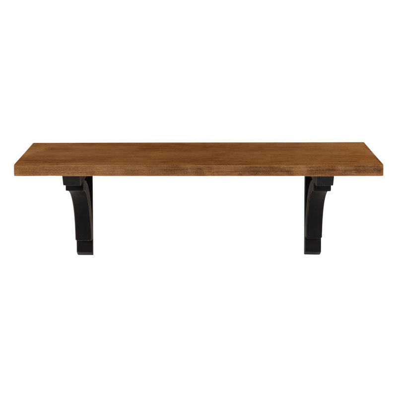 Hornyak Bracket Shelf, 8.8" H x 24" W x 8" D, Brown/Black