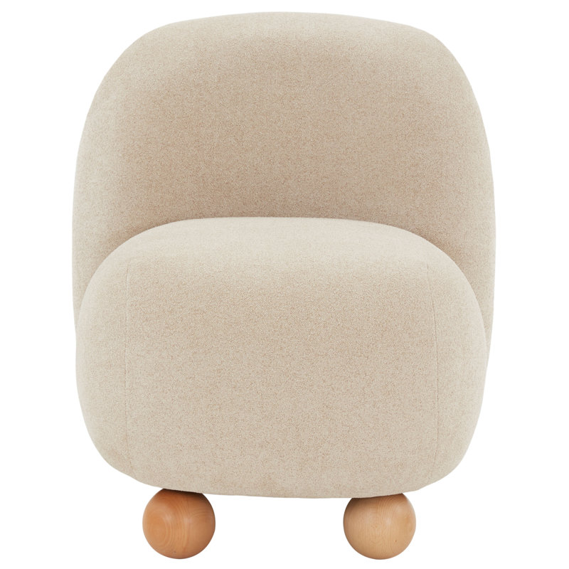 Kalia Boucle Bun Foot Accent Chair, Driftwood Taupe Textured Chenille
