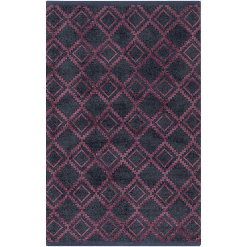 Tapis noir/mauve tissé à la main Todd, Rectangle 2 pi x 3 pi