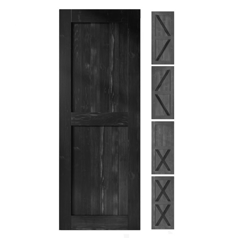 Porte de grange en bois massif 80 po semi-lustrée sans quincaillerie d'installation, 34 po x 80 po